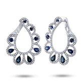 1.18ct Diamond & 2.60ct Blue Sapphire 14k White Gold Earring